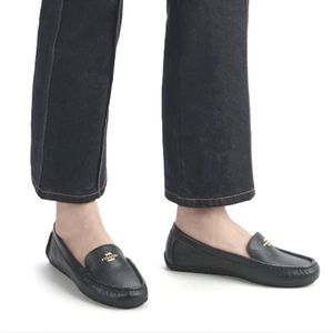 Coach :: Marley Driver Pebbled Black Leather Size 8 Loafers